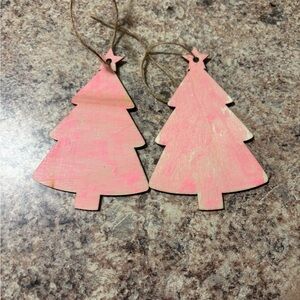 Pink Wooden Tree Ornaments